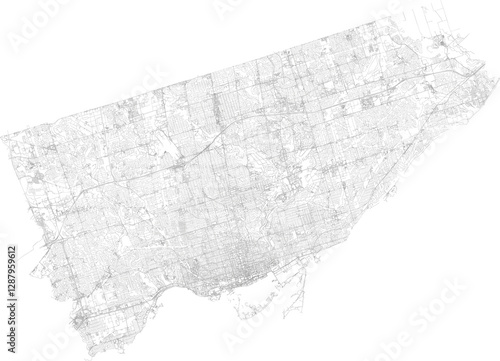Map of Toronto city transportation routes	