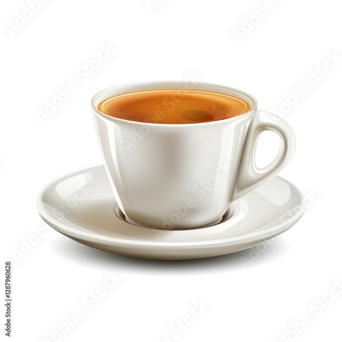 Wallpaper Mural A classic white coffee cup filled with rich, aromatic coffee on a matching saucer. Torontodigital.ca