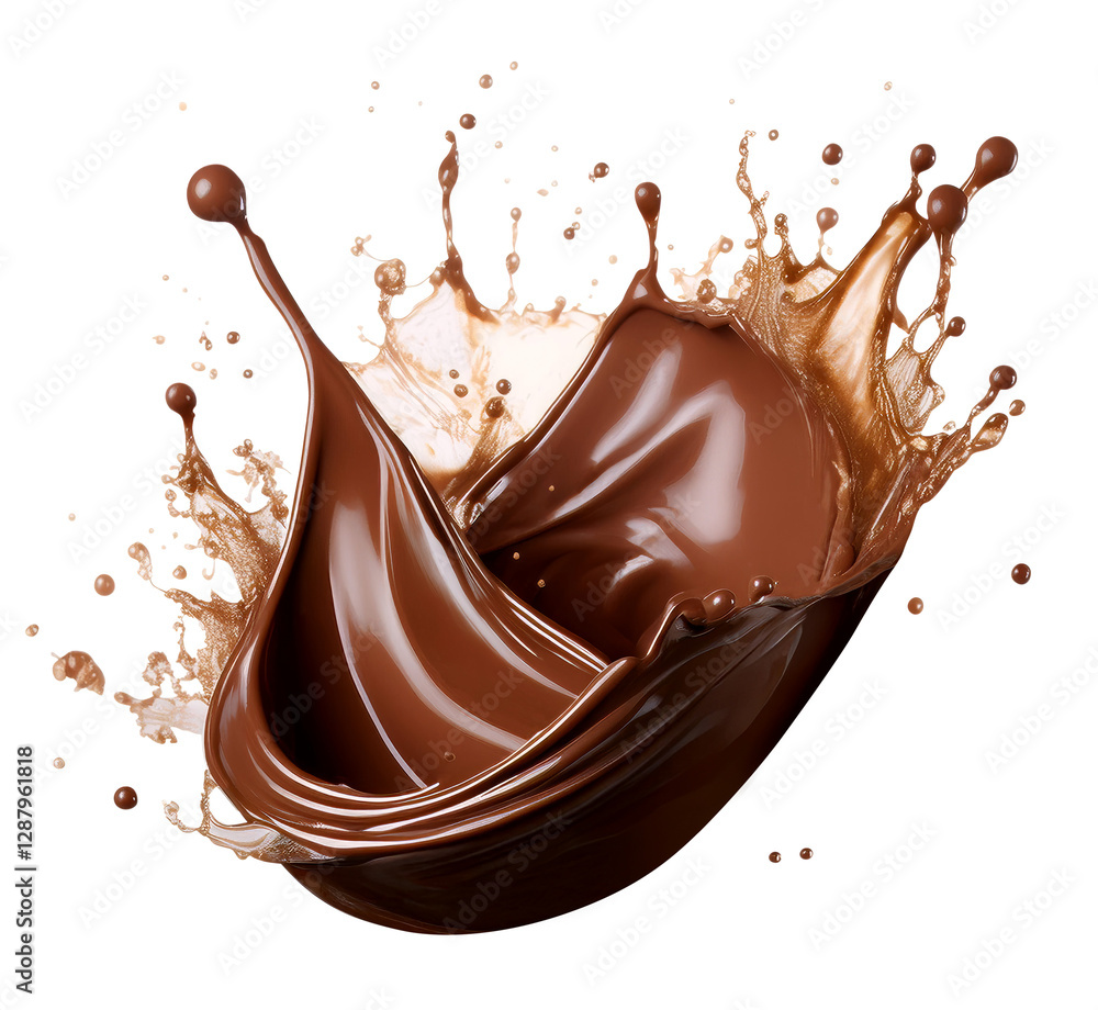 A large chocolate splatter, cut out. Flowing and dripping chocolate with clipping path. A large chocolate splatter, cut out. Flowing and dripping chocolate with clipping path.