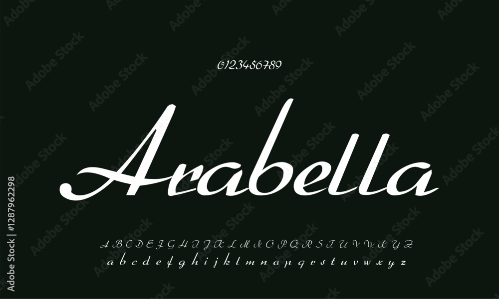 Obraz premium Arabella vector font alphabet with numbers