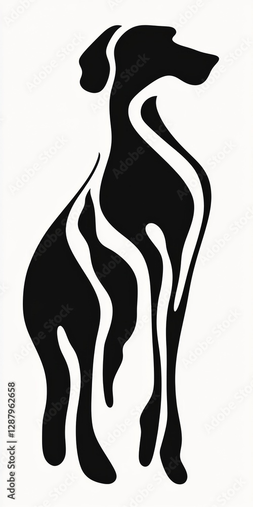 swiss design school black logo, abstraction of dog walking, white backgorund swiss design school black logo, abstraction of dog walking, white backgorund