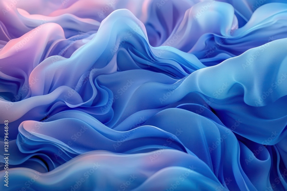 Obraz premium Abstract Blue Fabric Waves: A Serene Digital Art Piece