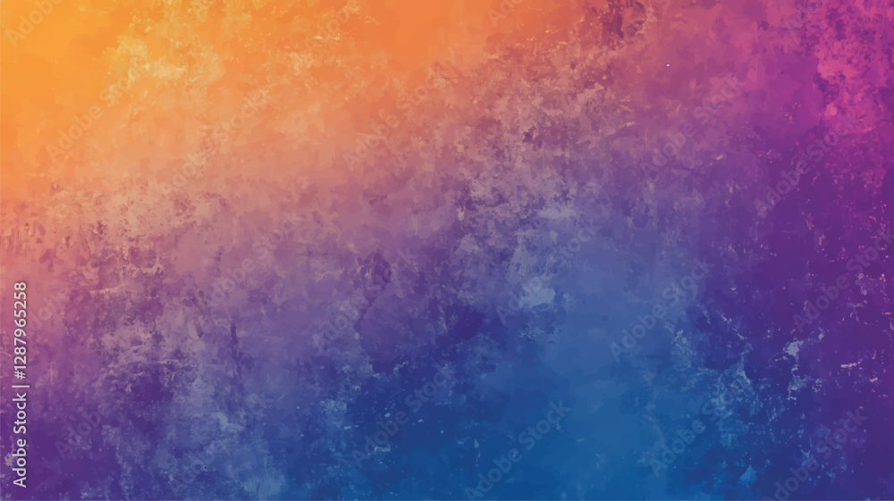 Fototapeta premium Vibrant abstract digital artwork with a gradient of orange, purple, and blue on a textured surface