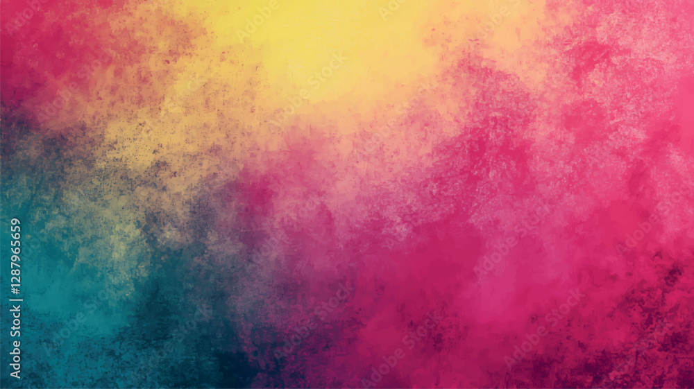 Fototapeta premium Vibrant abstract digital artwork with textured gradient transitions from teal to yellow, magenta, and pink