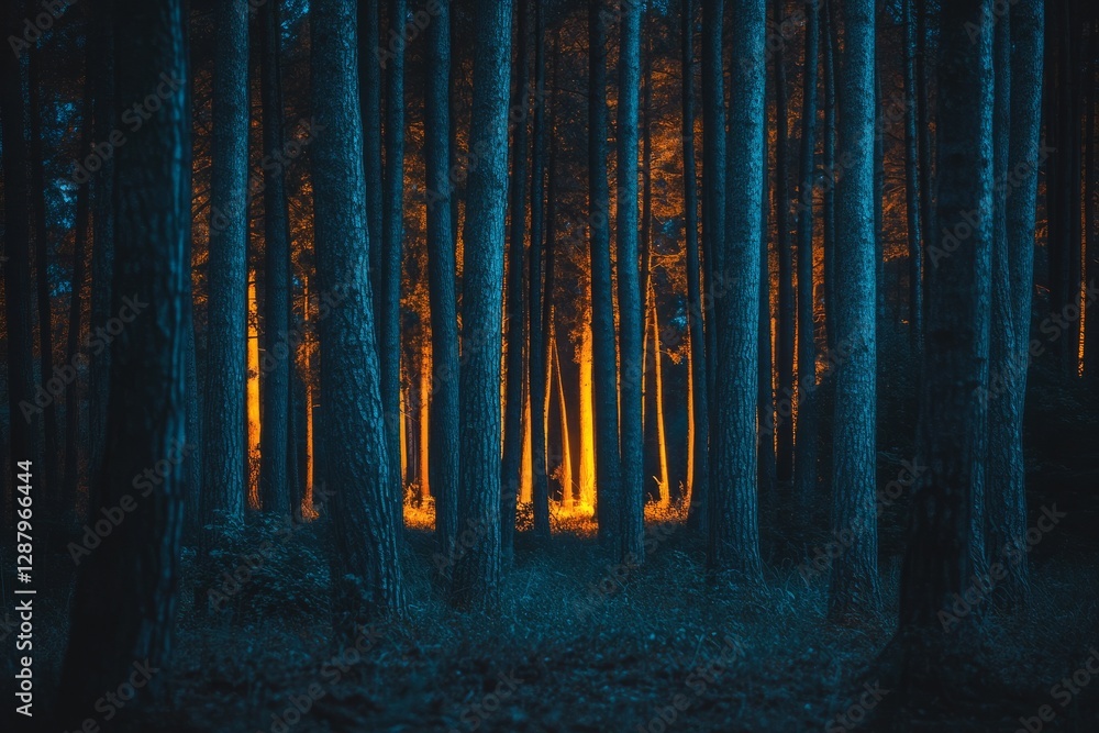 Fototapeta premium Enchanted Bioluminescent Forest at Night