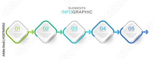 Vector Infographic label design template with 5 options or steps. Process diagram, presentations, workflow layout, banner, flow chart, info graph.