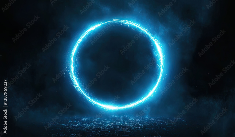 Glowing Blue Circle Abstract Background Futuristic Design Glowing Blue Circle Abstract Background Futuristic Design