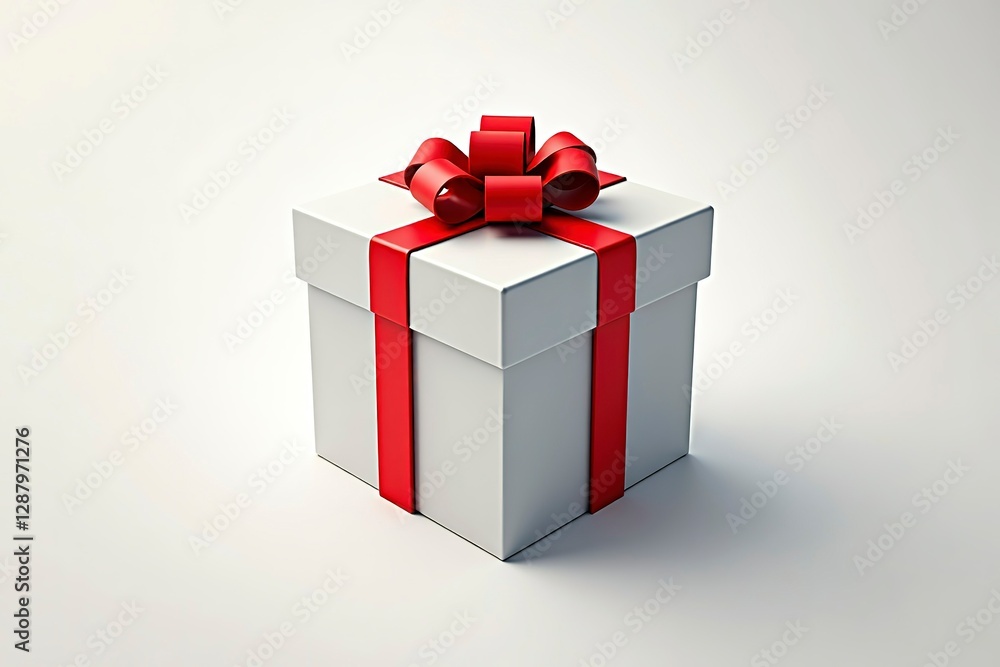 Fototapeta premium Gift Box on White, 3D Illustration, Centered, Even Lighting