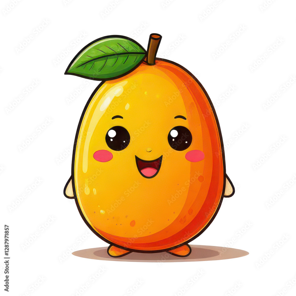 Cute mango character, white isolate background Cute mango character, white isolate background