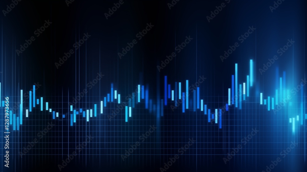Blue stock market chart or candlestick graph background for financial business concept design. Generative ai Blue stock market chart or candlestick graph background for financial business concept design. Generative ai