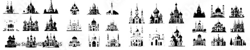 Modern religious icons are being built with various structures including churches, temples, mosques, synagogues, cathedrals, and monasteries that feature towers, crosses, chapels, and crescents