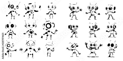 Robots, androids, and digital cyborgs, along with chatbots, embody the modern and futuristic aspects of technology and communication in cartoons