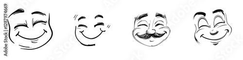 A winking smiley face emoticon is depicted with a blinking eye, showcasing a modern and cute cartoon design with a toothy smile, conveying happiness and a cheerful demeanor