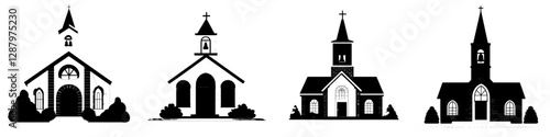 A modern Catholic church building serves as an iconic symbol, featuring a cathedral, chapel, and monastery with a red brick facade and a cross atop the tower, exemplifying medieval Christian