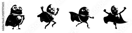 A cartoon character depicting a peanut emoji superhero is shown wearing a mask and cape, with a kind face and isolated on a background, also referred to as a gout nut or legume crop with an edible