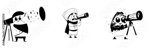 Modern Mexican cuisine is embodied by a humorous cartoon character, a pirate captain from the Caribbean, dressed in a bandana and cape, and equipped with a spyglass, symbolizing a Tex-Mex snack
