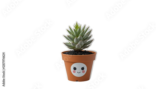 Cute Succulent in Pot, Happy Plant, Indoor Plant - Minimalism