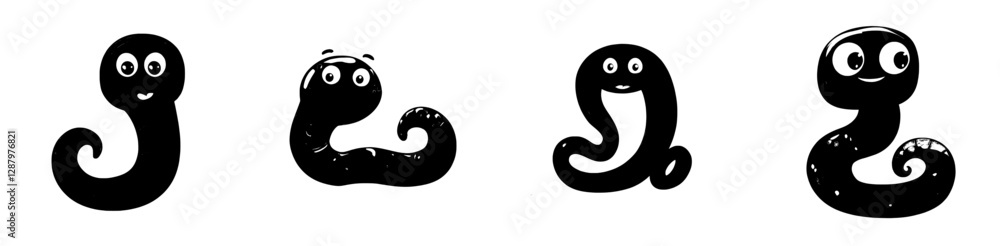 A cartoon earthworm is depicted as a humorous, modern worm character with a cute smiling face and large eyes, also representing an earthworm crawling, a pink vermicompost insect, isolated wildlife, A cartoon earthworm is depicted as a humorous, modern worm character with a cute smiling face and large eyes, also representing an earthworm crawling, a pink vermicompost insect, isolated wildlife,