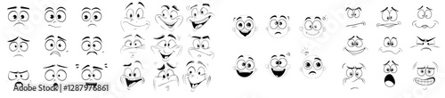 A cartoon face and blinking eye animation, featuring a modern sprite sheet with a smiling human character, showcasing an animated sequence of blinking eyes and a toothy grin