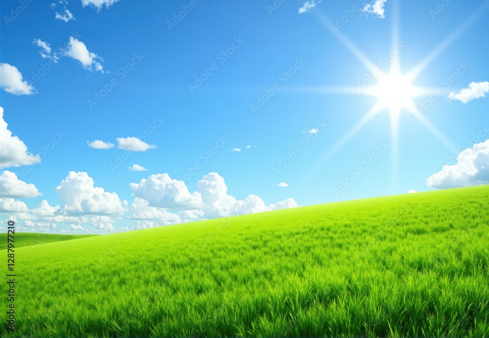 Sunny Day, Grassy Field, Blue Sky