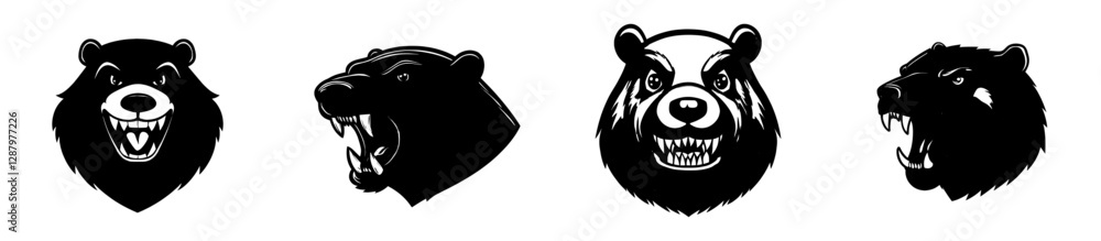 Obraz premium Modern college or school team icon featuring the head of an angry cartoon beaver mascot or animal character for a sport team emblem