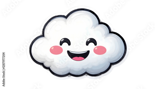 Happy Cloud Emoji, Cute Cartoon Weather - Kawaii