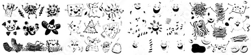 Italian pasta characters depicted as cartoons, including modern capellini, campanelle, tubetti, and fettuccine, isolated on a background