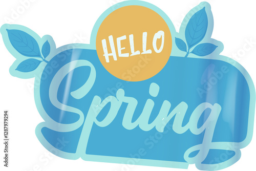 Hello spring label and sticker isolated on white. Hello spring and springtime sign, poster. vector