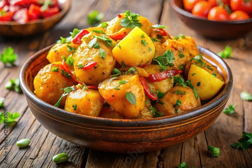 Spicy Potato Achaar Salad: Vibrant Indian Potato Pickle in a Bowl