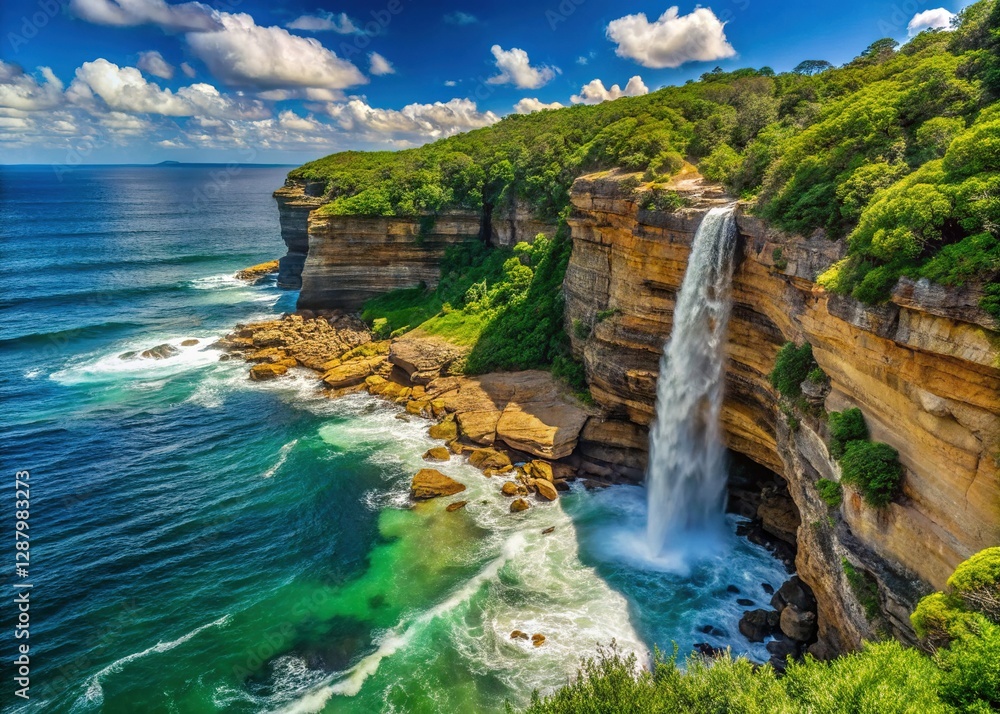Obraz premium Stunning Wattamolla Coastal Walk, Royal National Park, Sydney, Australia - Vertical HD Stock Photo