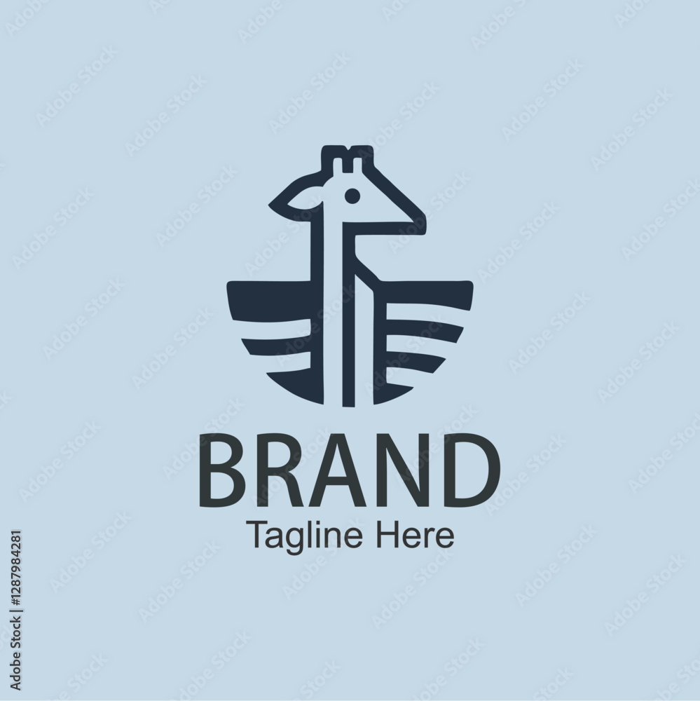 SImple logo. Of a giraffe in a boat. SImple logo. Of a giraffe in a boat.
