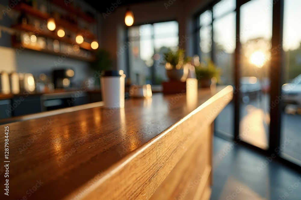 Minimalist wooden bar desk in natural light, showcasing simplicity and modern elegance. Minimalist wooden bar desk in natural light, showcasing simplicity and modern elegance.