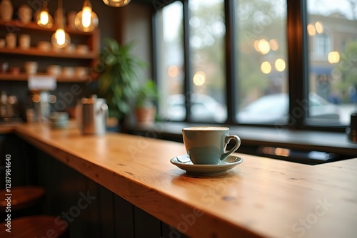 Wallpaper Mural Minimalist wooden bar desk in natural light, showcasing simplicity and modern elegance. Torontodigital.ca