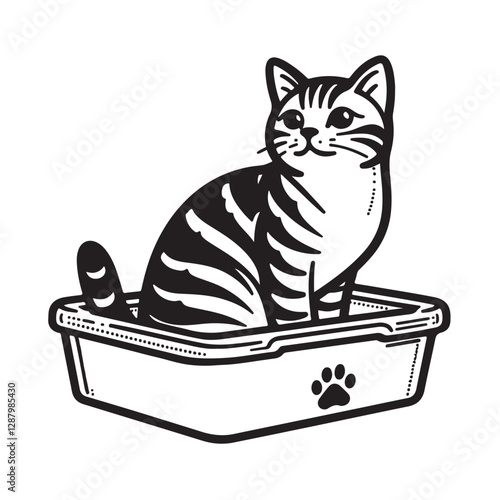 Set icons for cat litter. The outline icons are well scalable and editable. Contrasting elements are good for different backgrounds. EPS10.