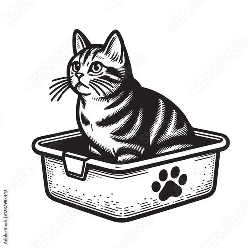 Set icons for cat litter. The outline icons are well scalable and editable. Contrasting elements are good for different backgrounds. EPS10.