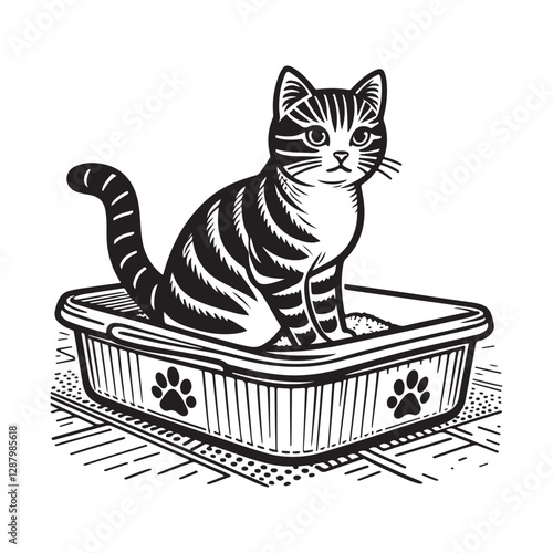 Set icons for cat litter. The outline icons are well scalable and editable. Contrasting elements are good for different backgrounds. EPS10.
