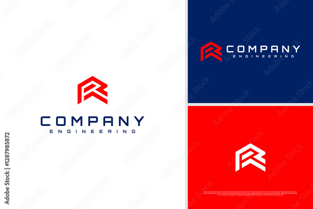Modern letter R construction tech logo vector design template Modern letter R construction tech logo vector design template