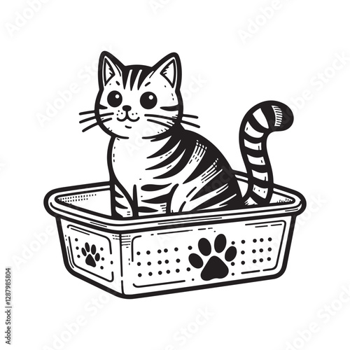 Set icons for cat litter. The outline icons are well scalable and editable. Contrasting elements are good for different backgrounds. EPS10.