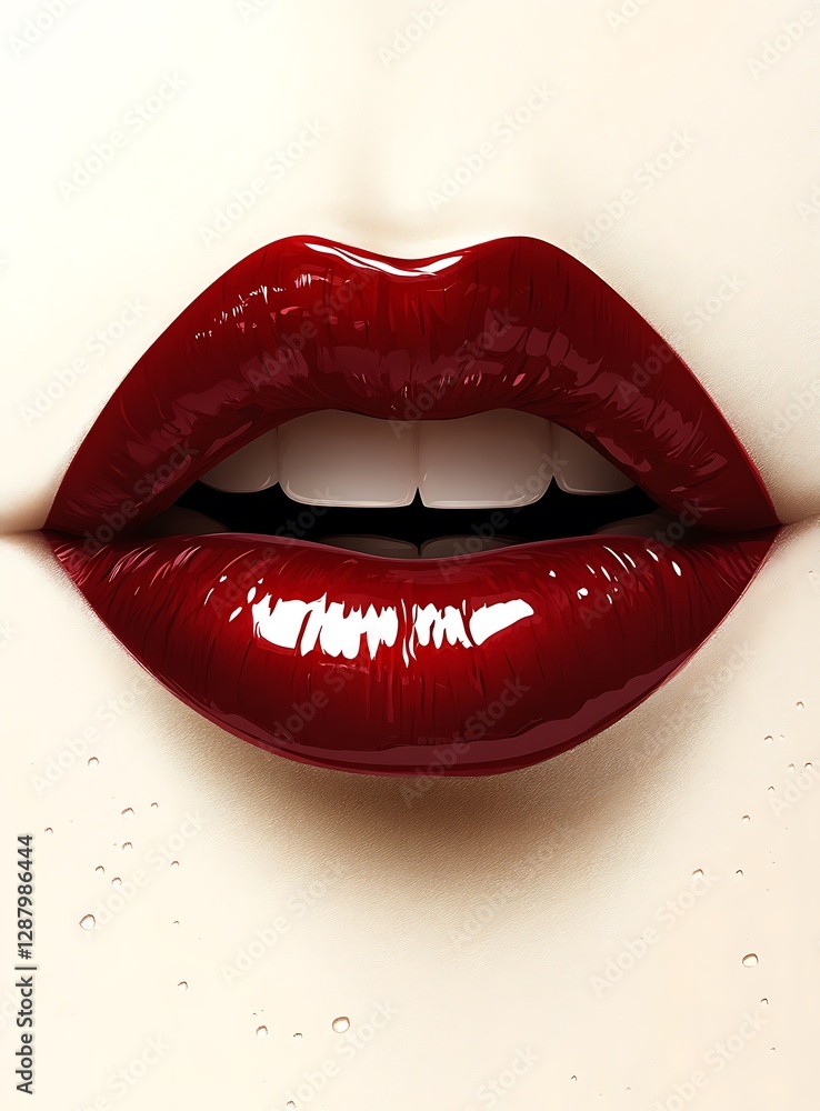 Obraz premium Close-up of Sensual, Glossy Red Lips