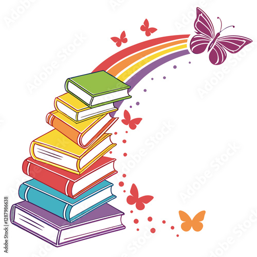 Colorful Stack of Books Illustration - Vibrant and Whimsical Book Art