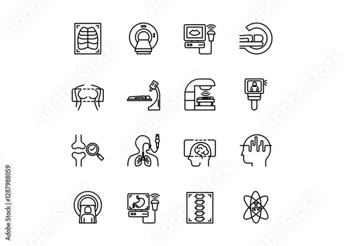Set of icons for Medical Imaging. Editable stroke. Vector illustration	
