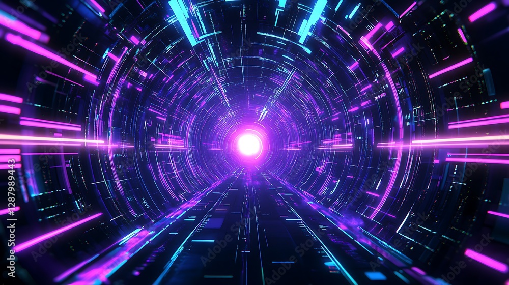 Abstract futuristic neon tunnel. Abstract futuristic neon tunnel.