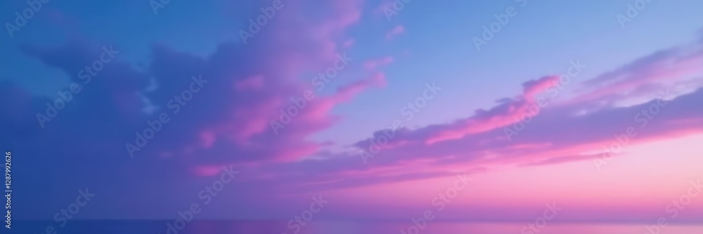 Obraz premium Gentle gradient of blues and purples in the evening sky, soft, sky
