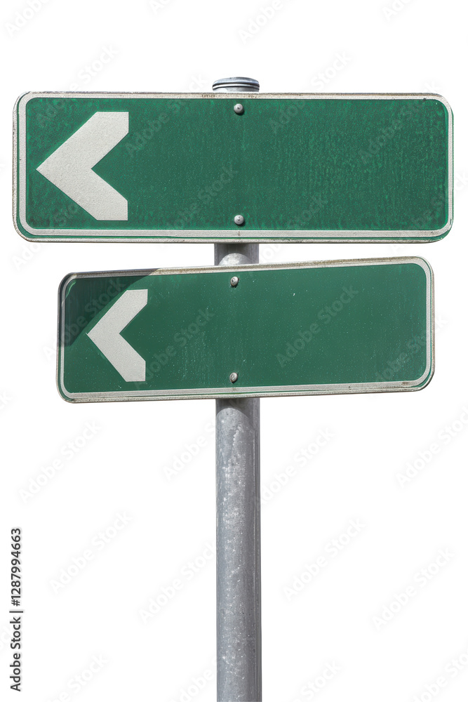 Isolated Double Green Arrow Sign Directing to the Left Isolated Double Green Arrow Sign Directing to the Left