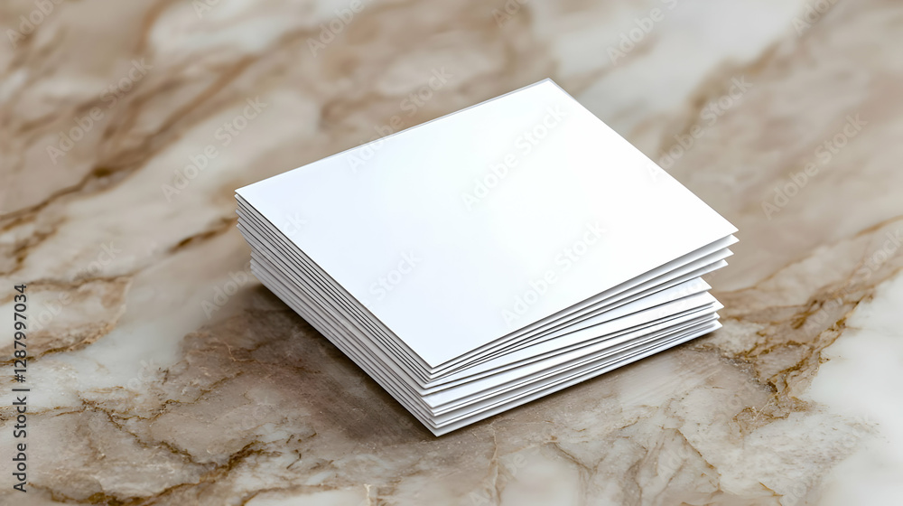 Fototapeta premium Blank square cards on marble; design mockup