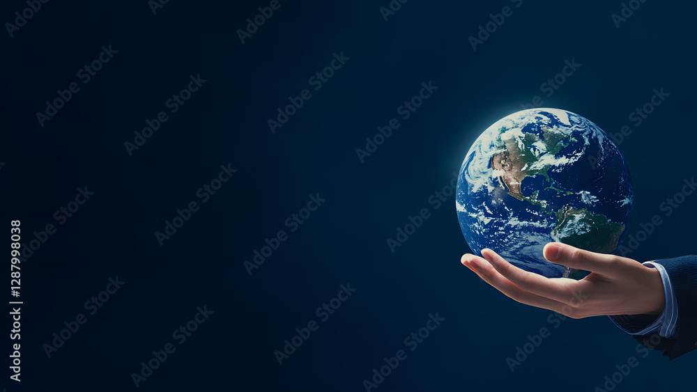 Hand gently cradling a glowing Earth, symbolizing global responsibility and care for the planet. Perfect for environmental awareness campaigns or corporate sustainability initiatives. Hand gently cradling a glowing Earth, symbolizing global responsibility and care for the planet. Perfect for environmental awareness campaigns or corporate sustainability initiatives.