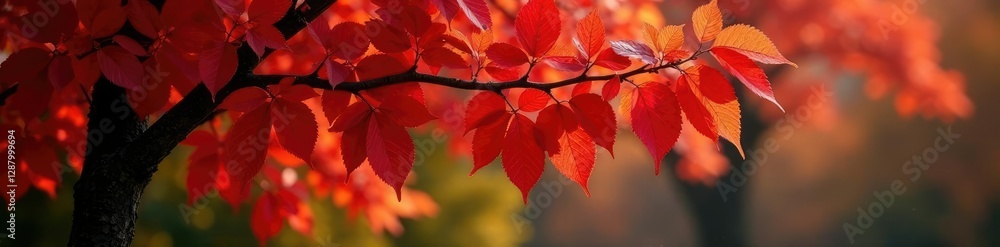 Virburnum tree with changing leaves in autumn, crimson red, autumnal colors, leafy branches Virburnum tree with changing leaves in autumn, crimson red, autumnal colors, leafy branches