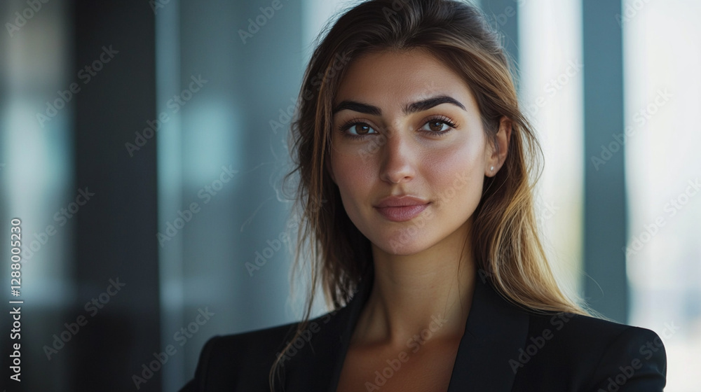 A confident businesswoman stands in a modern office setting, exuding professionalism and charm. Her poised expression reflects determination and success in her career endeavors. A confident businesswoman stands in a modern office setting, exuding professionalism and charm. Her poised expression reflects determination and success in her career endeavors.