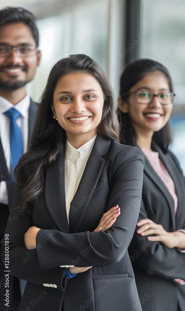 Dynamic Team of Indian and Asian Professionals in a Modern Startup Finance Company Office