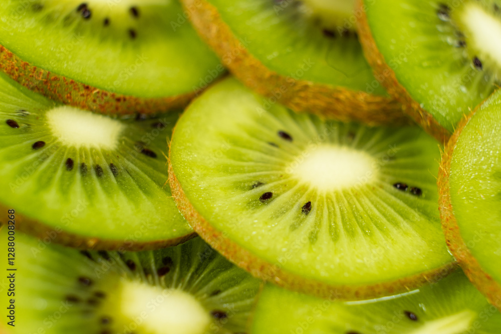 Lush Kiwi Fruit Close-Up. Green Perfection Lush Kiwi Fruit Close-Up. Green Perfection